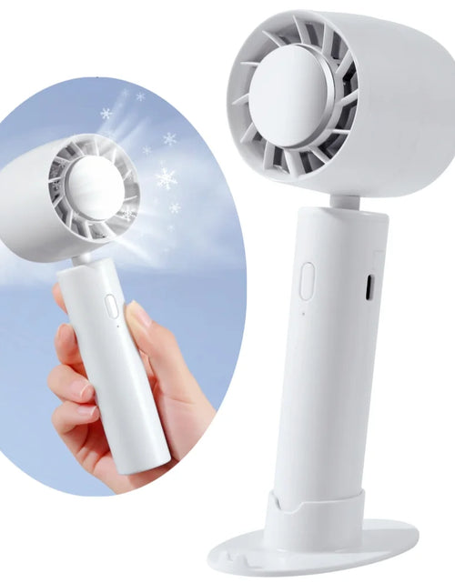 Load image into Gallery viewer, Portable Handheld Fan with Base, USB Rechargeable Mini Personal Fan 3000Mah 3 Speed Adjustable Desk Fan, Gifts for Women Men Travel, Camping, Outdoor, White
