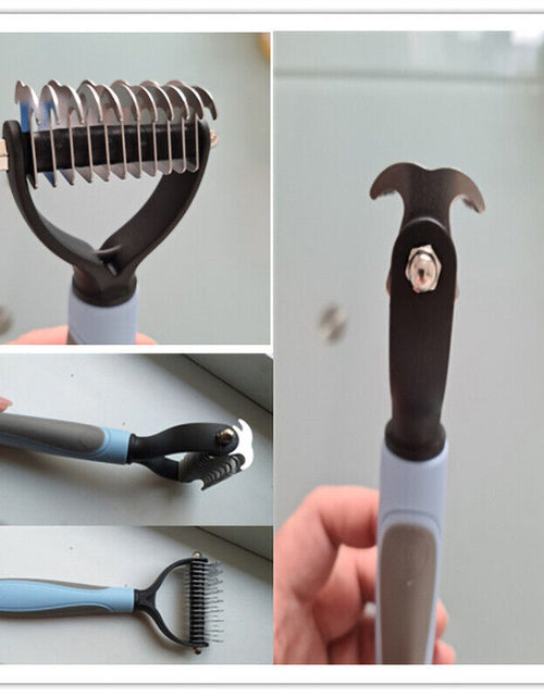 Load image into Gallery viewer, Grooming Brush for Pet Dog Cat Deshedding Tool Rake Comb Fur Remover Reduce 2-Side Dematting Tool for Dogs Cats Pets Grooming Brush Double Sided Shedding and Dematting Undercoat Rake Hair Removal Comb
