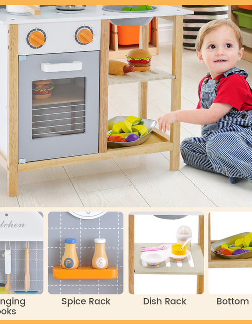 Load image into Gallery viewer, Wooden Toddler Pretend Kitchen Set with Cookware Accessories for Boys and Girls
