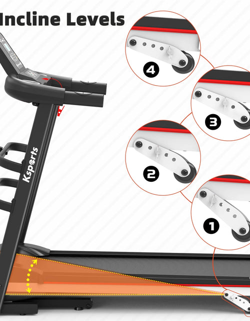 Load image into Gallery viewer, Electric Treadmill Bundle with Rack, Mat, and Dumb Bells, Black
