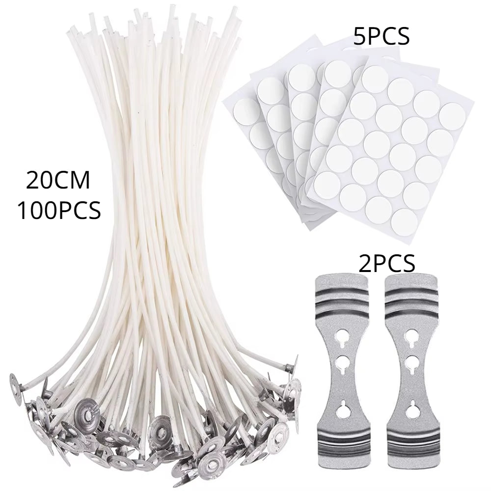 100PC Candle Wicks of 6IN Candle Wicks Stickers DIY Cotton Candle Making Kit for Candle Making