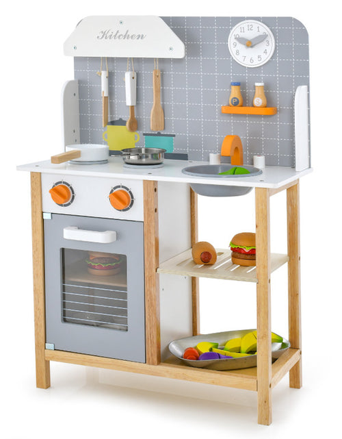 Load image into Gallery viewer, Wooden Toddler Pretend Kitchen Set with Cookware Accessories for Boys and Girls
