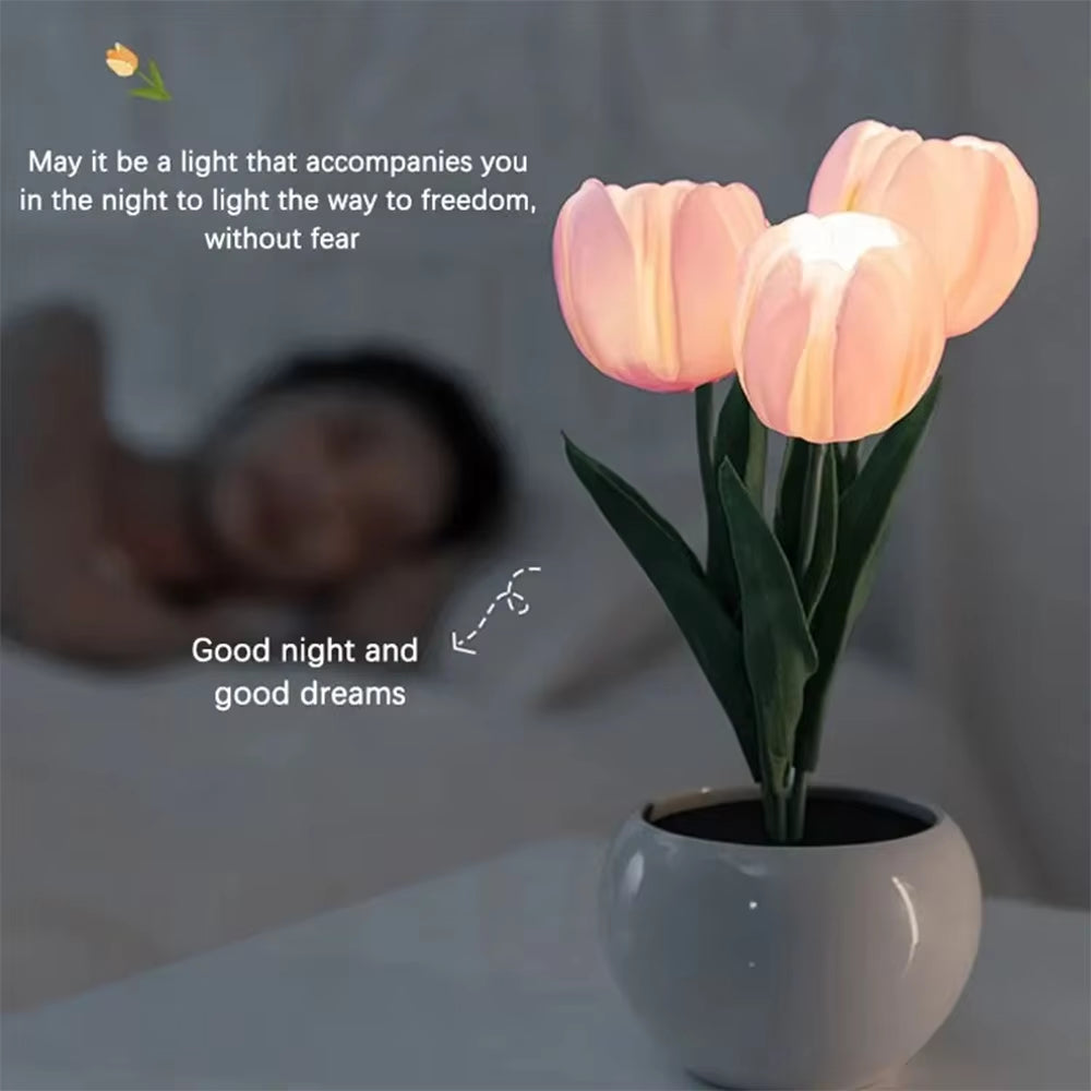 LED Tulip Lamp Night Simulation Flower Atmosphere Desk Light Room Table Decoration Lamp Gift for Girl Friend