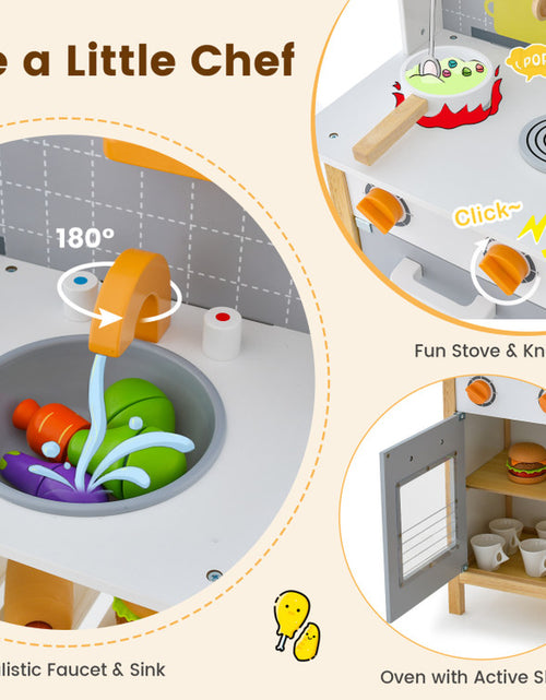 Load image into Gallery viewer, Wooden Toddler Pretend Kitchen Set with Cookware Accessories for Boys and Girls
