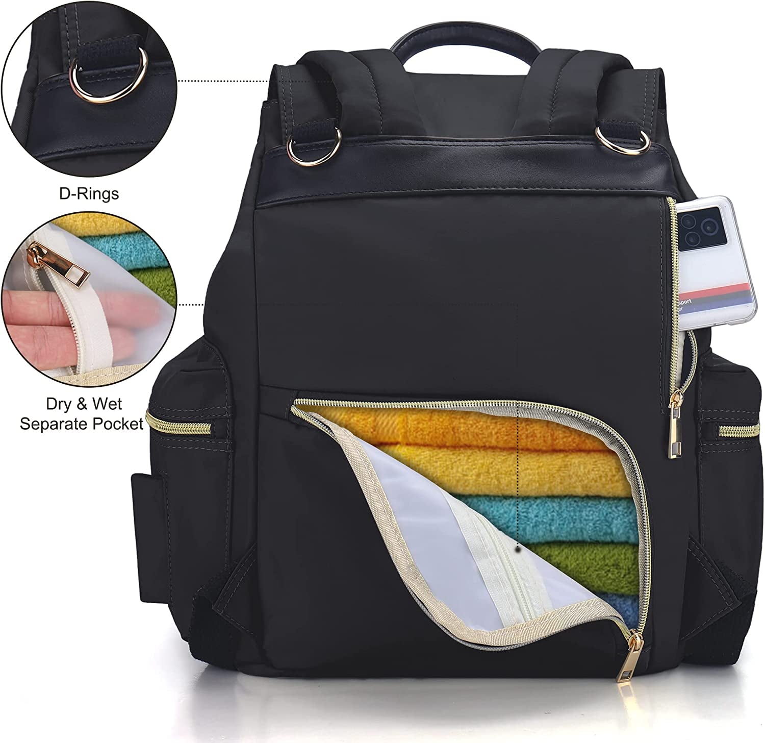 Diaper Bag Backpack, Multifunction Stylish Travel Baby Bag Backpack with Crossbody Strap, Maternity Nappy Bag