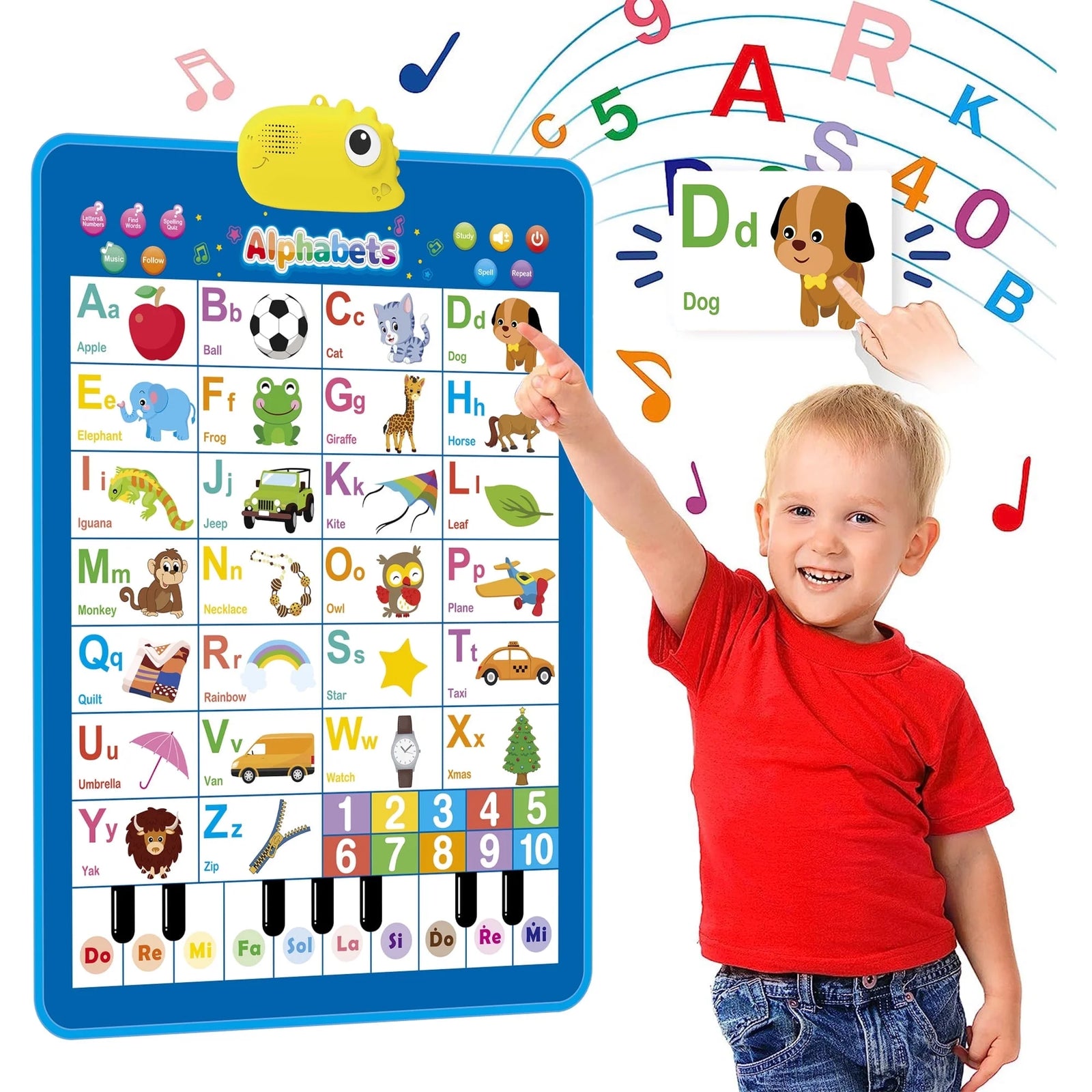 Electronic Alphabet Wall Chart, Alphabet and Numbers Learning Toddler Toys for 2 Year Olds, Educational Toys for 2 3 4 5 Year Olds Boys and Girls, ABC Learning Toys 2-4 with Dinosaur Pronunciat