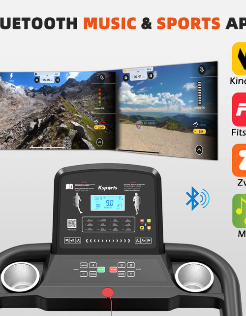 Load image into Gallery viewer, Electric Treadmill Bundle with Rack, Mat, and Dumb Bells, Black
