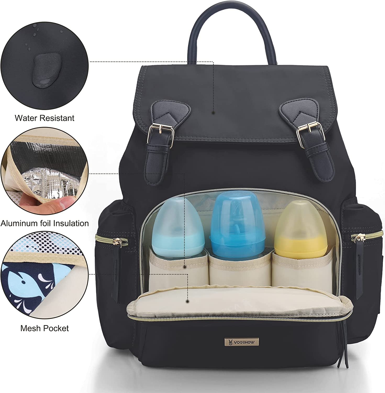 Diaper Bag Backpack, Multifunction Stylish Travel Baby Bag Backpack with Crossbody Strap, Maternity Nappy Bag