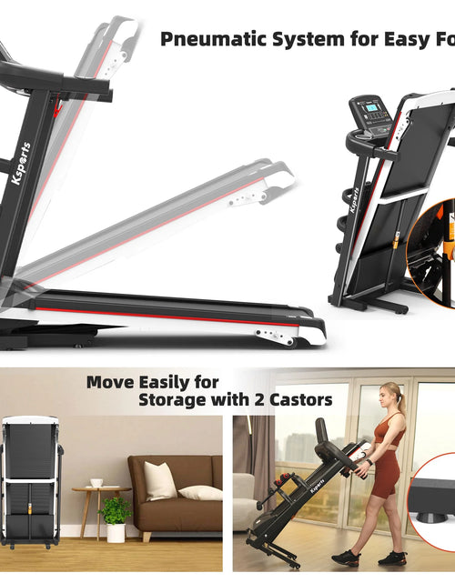 Load image into Gallery viewer, Electric Treadmill Bundle with Rack, Mat, and Dumb Bells, Black
