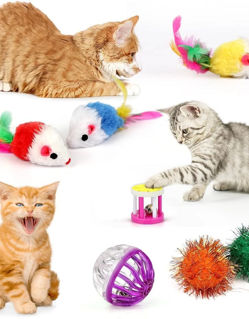 Load image into Gallery viewer, 32 PCS Cat Toys Kitten Toys, Variety Catnip Toys with Rainbow Tunnel Interactive Cat Feather Teaser Spring Toy Set for Cat, Kitty
