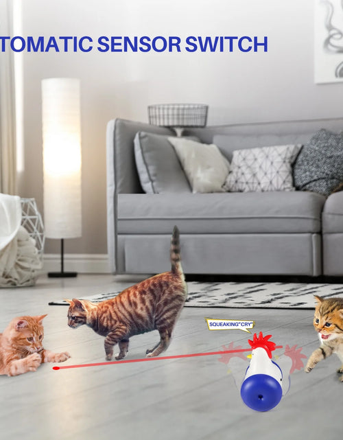 Load image into Gallery viewer, Cat Laser Toys - 3-In-1 Interactive Cat Toys for Indoor Cats, Cat Laser Toy, Sliding &amp; Bird Song Toy. Rechargeable, Cat Chase Toy, Auto Shutoff &amp; Laser Safe - Turquoise
