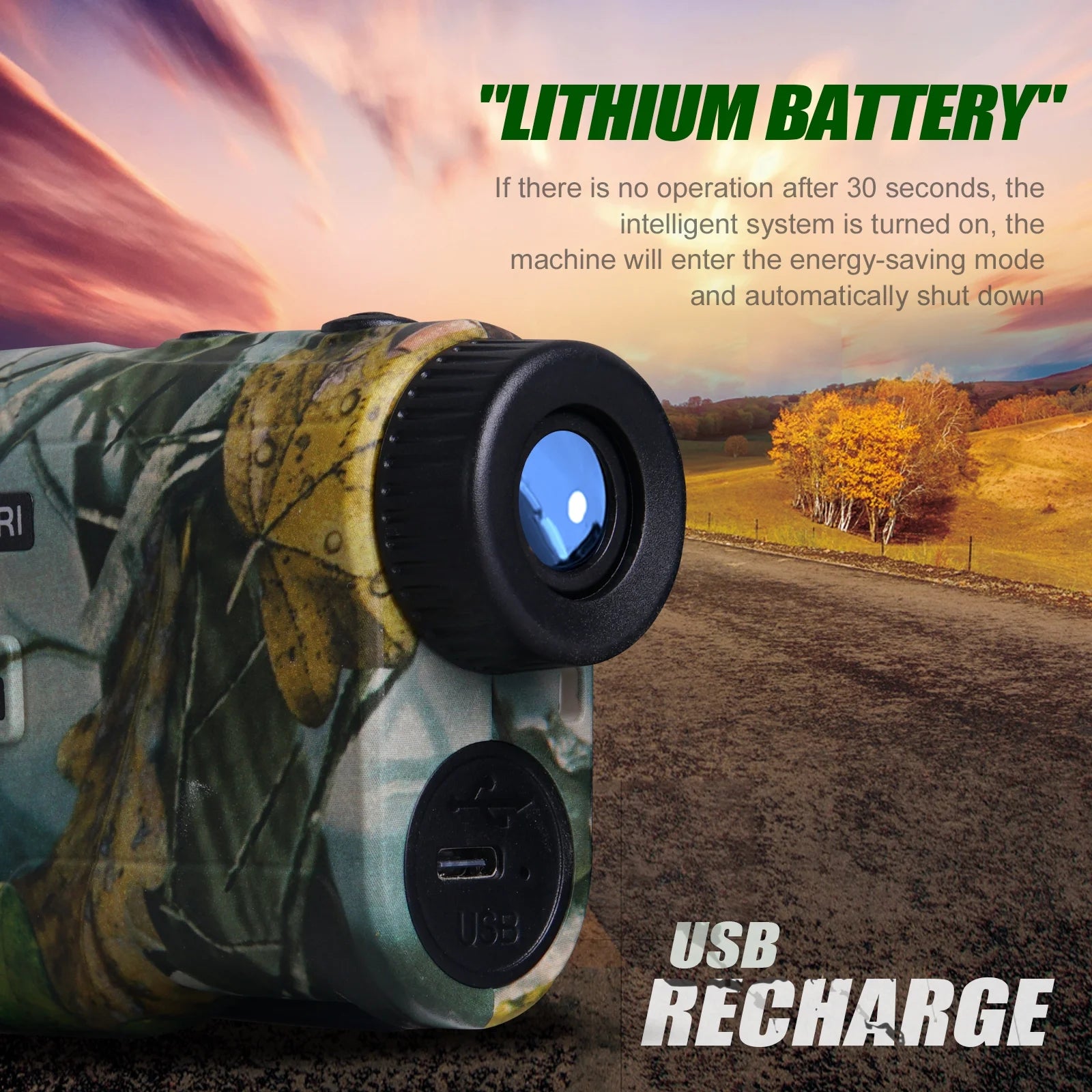 Hunting Laser Rangefinder with Rechargeable Battery, Maximum Operating Range 1000 Yards