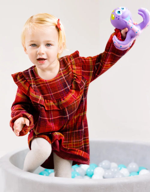 Load image into Gallery viewer, Grey Velvet Ball Pit with 200 Aqua, White, &amp; Grey Balls
