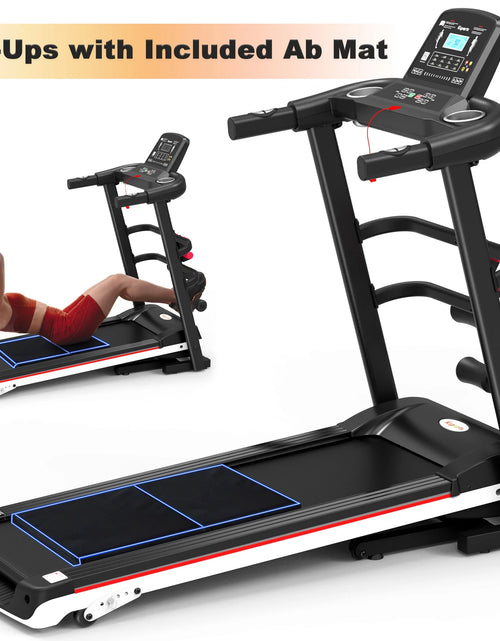 Load image into Gallery viewer, Electric Treadmill Bundle with Rack, Mat, and Dumb Bells, Black
