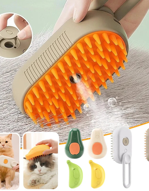 Load image into Gallery viewer, Electric Pet Brush 3 in 1 Cat Steam Brush Steam Dog Brush One-Click Spray Cat Hair Brush Massage Pet Grooming Comb Hair Removal
