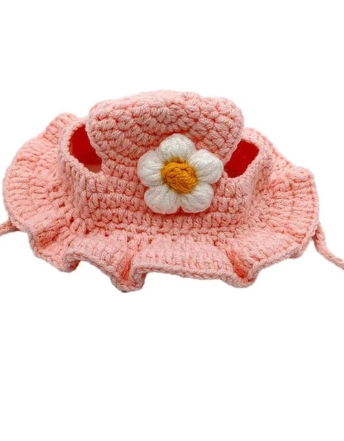 Load image into Gallery viewer, Hand-Made Cat Hat Elastic Woven Cap Pet Hat Puppy Kitten Headwear Knitted Hat Party Photo Shoot Props Decoration Cat Accessories
