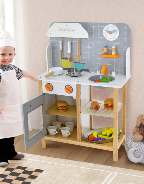 Load image into Gallery viewer, Wooden Toddler Pretend Kitchen Set with Cookware Accessories for Boys and Girls
