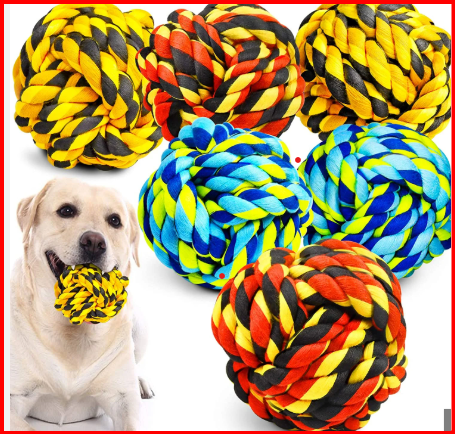 Load image into Gallery viewer, XL Dog Chew Toys for Aggressive Chewers, Dog Balls for Large Dogs, Heavy Duty Dog Toys with Tough Twisted, Dental Cotton Dog Rope Toy for Medium Dogs, 6 Pack Indestructible Puppy Teething Chew Toy
