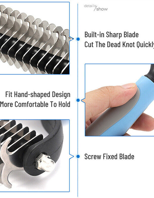 Load image into Gallery viewer, Grooming Brush for Pet Dog Cat Deshedding Tool Rake Comb Fur Remover Reduce 2-Side Dematting Tool for Dogs Cats Pets Grooming Brush Double Sided Shedding and Dematting Undercoat Rake Hair Removal Comb
