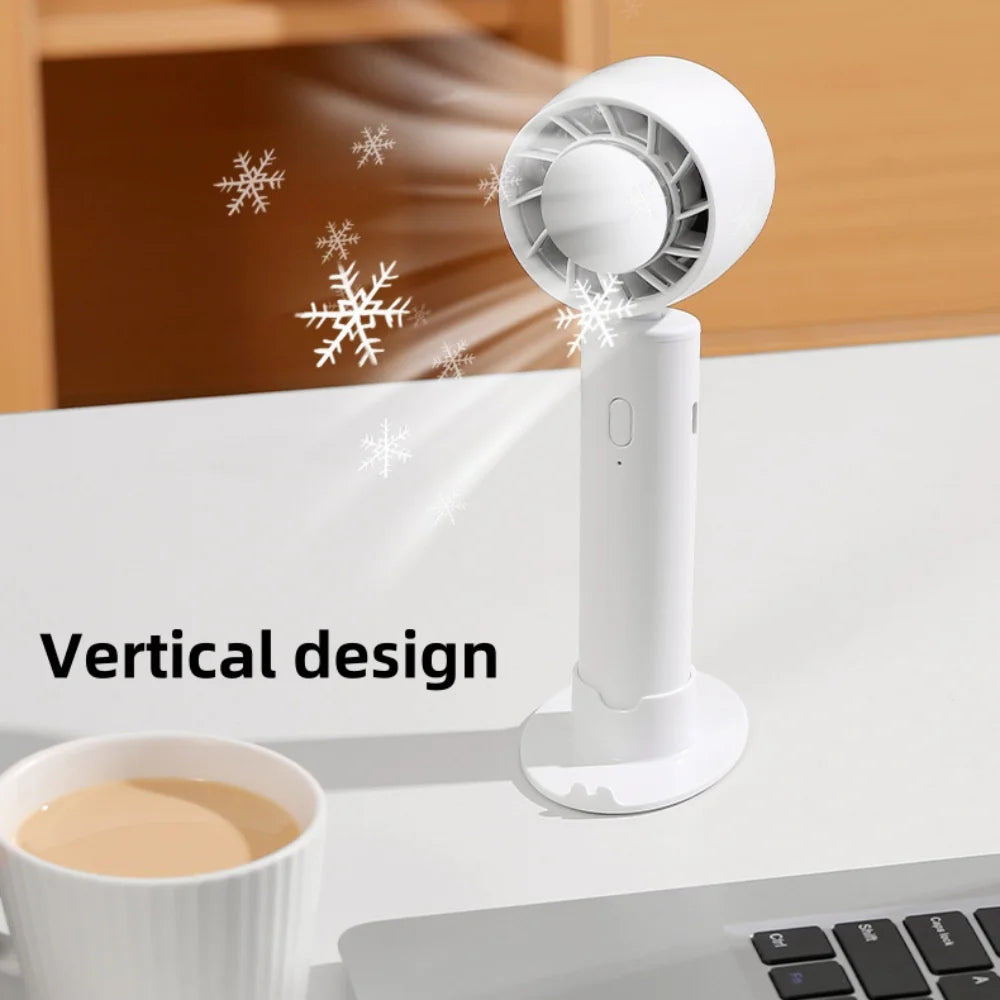 Portable Handheld Fan with Base, USB Rechargeable Mini Personal Fan 3000Mah 3 Speed Adjustable Desk Fan, Gifts for Women Men Travel, Camping, Outdoor, White