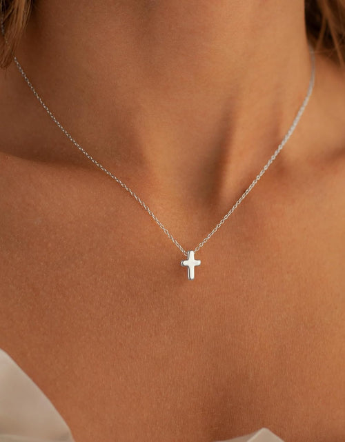 Load image into Gallery viewer, Cross Necklace for Women Girls, Dainty Gold Plated Cross Pendant Necklace Sideways Cross Choker Layered Cross Necklace for Women Girls
