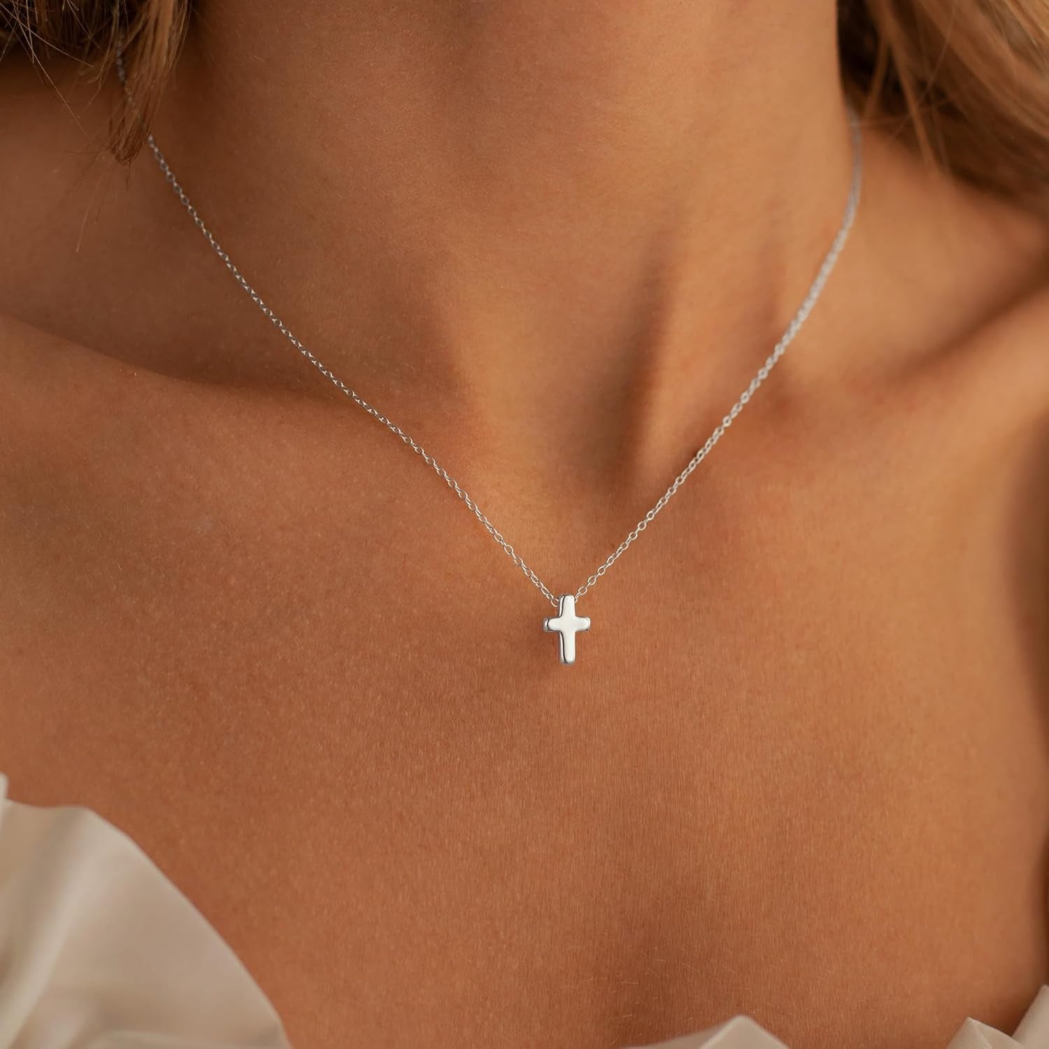 Cross Necklace for Women Girls, Dainty Gold Plated Cross Pendant Necklace Sideways Cross Choker Layered Cross Necklace for Women Girls