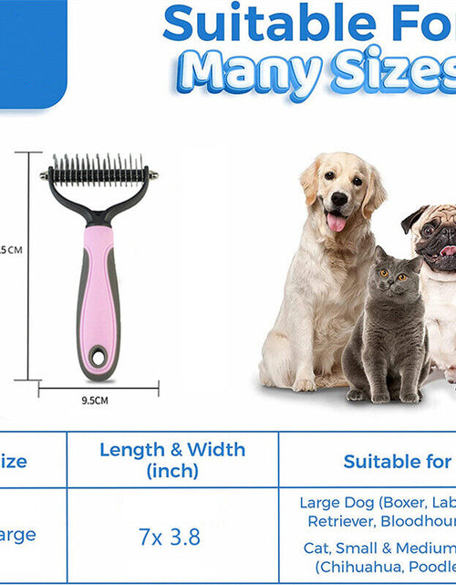 Load image into Gallery viewer, Grooming Brush for Pet Dog Cat Deshedding Tool Rake Comb Fur Remover Reduce 2-Side Dematting Tool for Dogs Cats Pets Grooming Brush Double Sided Shedding and Dematting Undercoat Rake Hair Removal Comb
