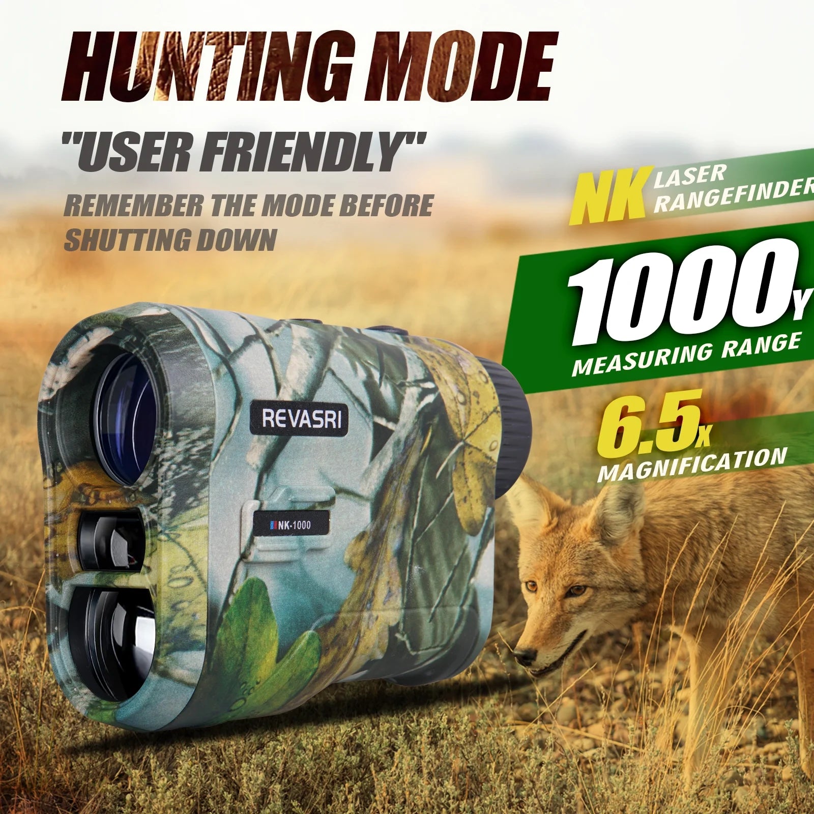 Hunting Laser Rangefinder with Rechargeable Battery, Maximum Operating Range 1000 Yards