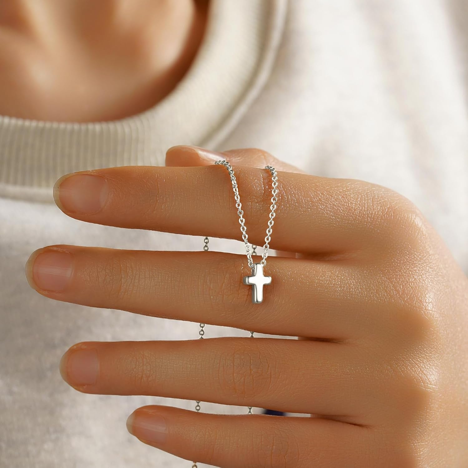 Cross Necklace for Women Girls, Dainty Gold Plated Cross Pendant Necklace Sideways Cross Choker Layered Cross Necklace for Women Girls