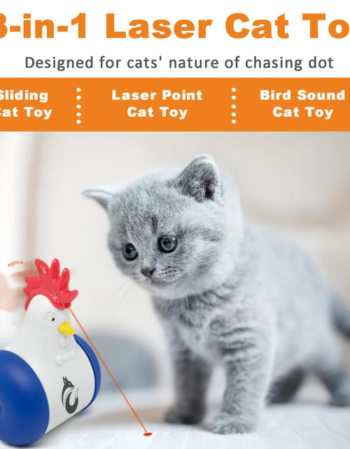 Load image into Gallery viewer, Cat Laser Toys - 3-In-1 Interactive Cat Toys for Indoor Cats, Cat Laser Toy, Sliding &amp; Bird Song Toy. Rechargeable, Cat Chase Toy, Auto Shutoff &amp; Laser Safe - Turquoise
